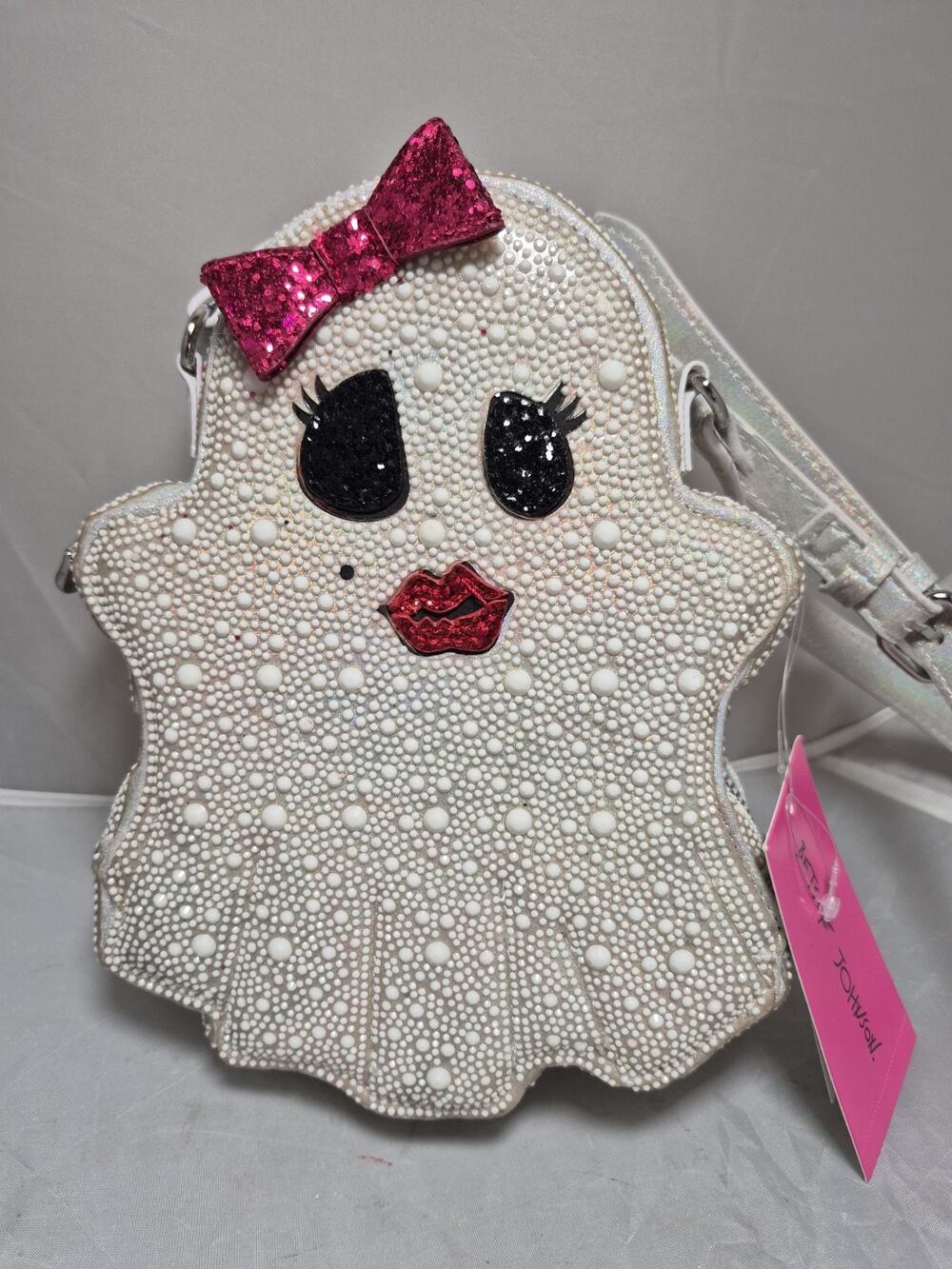 💥 Betsey Johnson “Boo-Tiful Ghoul” 2024 Pearl Ghost Crossbody Bag - New